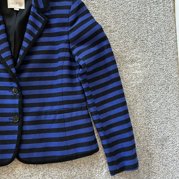 LOFT Blue & Black Stripe Blazer Jacket - Picture 4 of 8